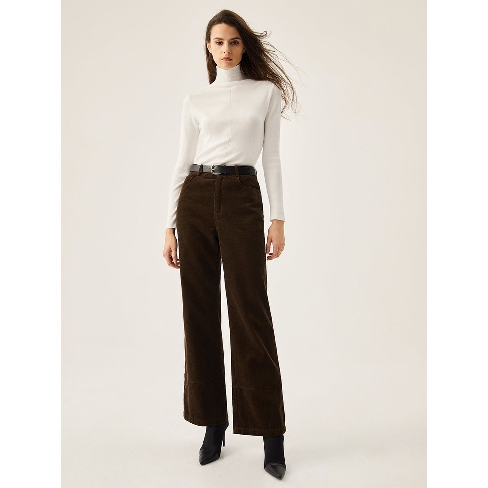Commense Corduroy Wide Leg Pocket Pants Dark‎ Brown size S - Picture 3 of 6